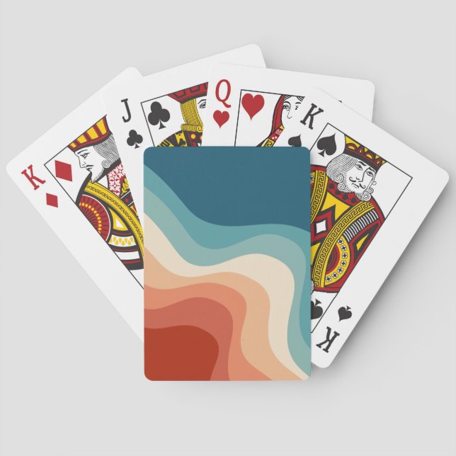 Retro style waves playing cards (Back)
