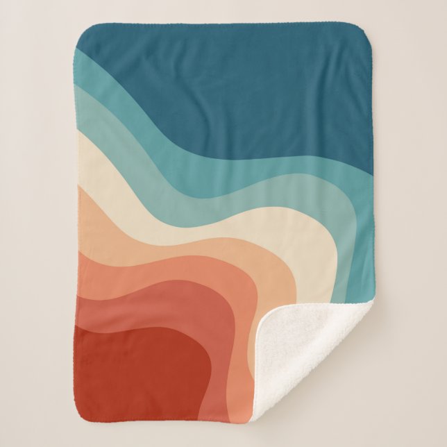 Retro style waves sherpa blanket (Front)
