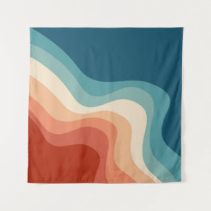 Retro style waves tapestry