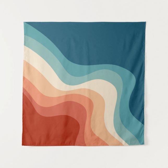 Retro style waves tapestry (Front)