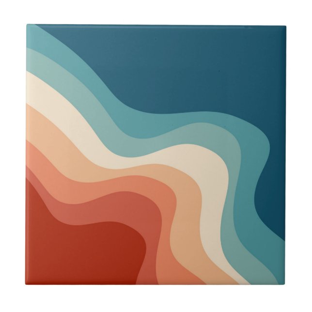 Retro style waves tile (Front)
