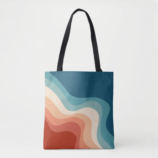 Retro style waves tote bag (Front)