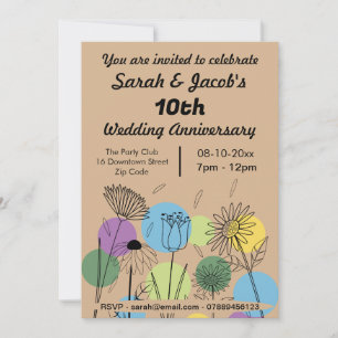 Retro Style Wedding Anniversary  Invitation