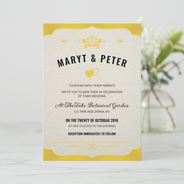 Retro Style Wedding Invitation Template (Standing Front)