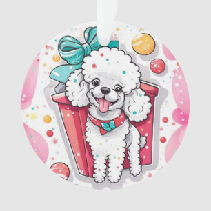 Retro Style White Poodle Christmas Ornament