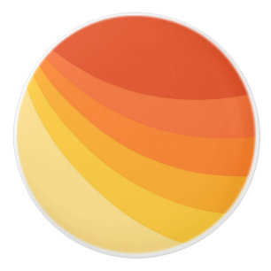 Retro style yellow and orange sun rays design ceramic knob
