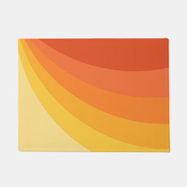 Retro style yellow and orange sun rays design doormat (Front)