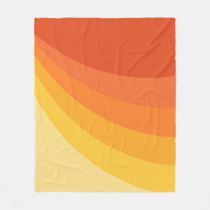 Retro style yellow and orange sun rays design fleece blanket