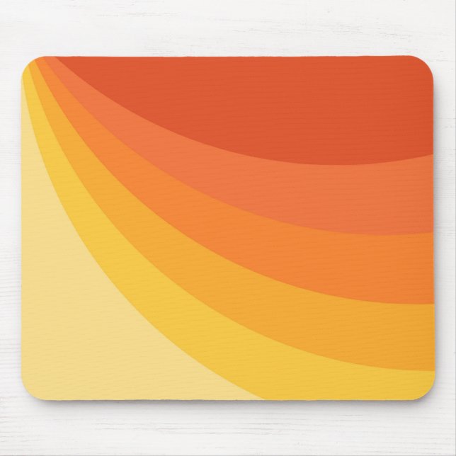 Retro style yellow and orange sun rays design mouse pad (Front)
