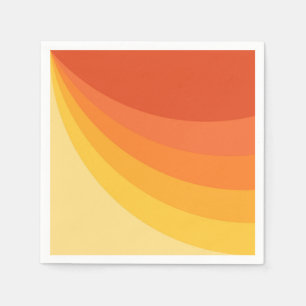 Retro style yellow and orange sun rays design napkin