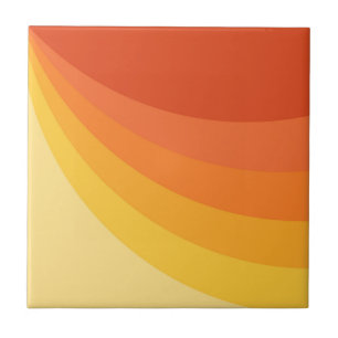 Retro style yellow and orange sun rays design tile