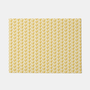 Retro style yellow and white Hummingbirds pattern Doormat