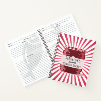 Retro Style Your Famous Canning Recipes Red Jar Notebook