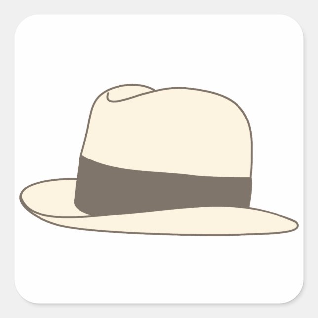 retro styled fedora hipster hat square sticker (Front)