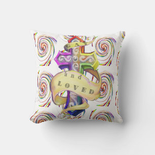 Retro styled rainbow coloured -gay love cushion