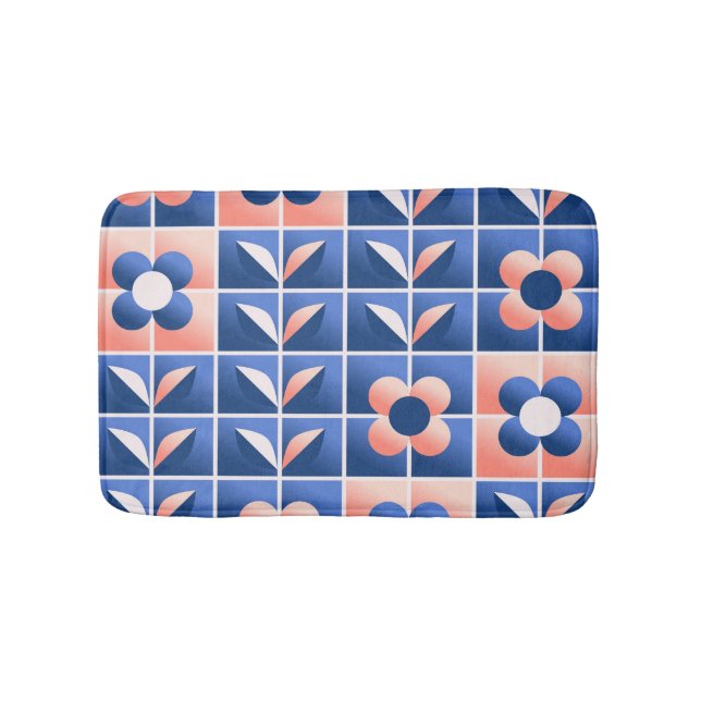 Retro stylised flowers: mosaic pattern. bath mat (Front)