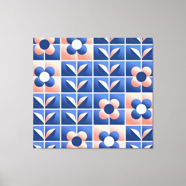 Retro stylised flowers: mosaic pattern. canvas print (Front)