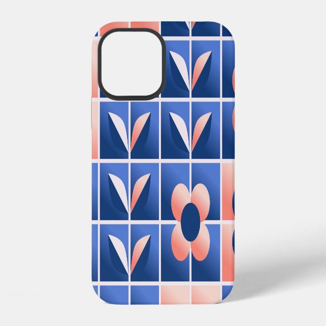 Retro stylised flowers: mosaic pattern. iPhone case (Back)