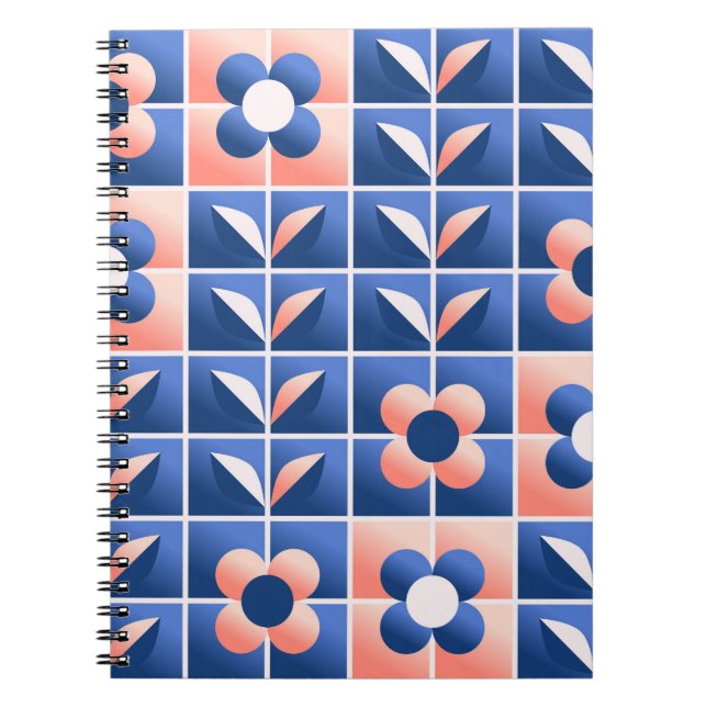 Retro stylised flowers: mosaic pattern. notebook (Front)
