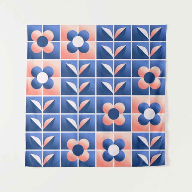 Retro stylised flowers: mosaic pattern. tapestry (Front)