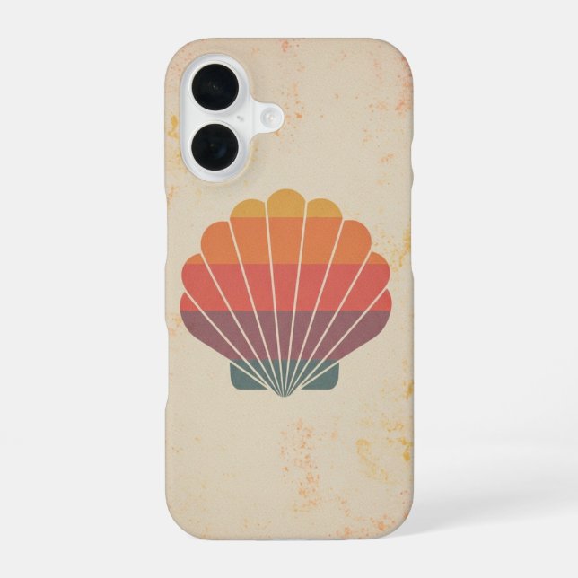 Retro Stylised Seashell iPhone 16 Case (Back)