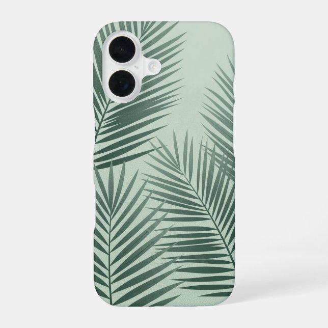 Retro Stylised Tropical Fronds iPhone 16 Case (Back)