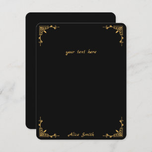 Retro Stylish Black Flat Note Card