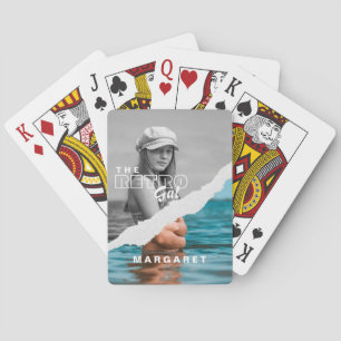 Retro Stylish Black & White Portrait Photo Display Playing Cards