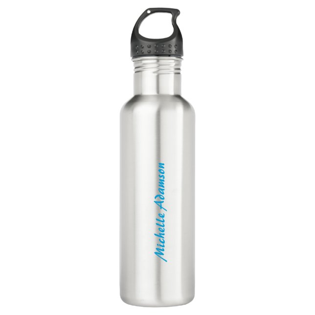 Retro Stylish Elegant Plain Sky Blue White 710 Ml Water Bottle (Front)