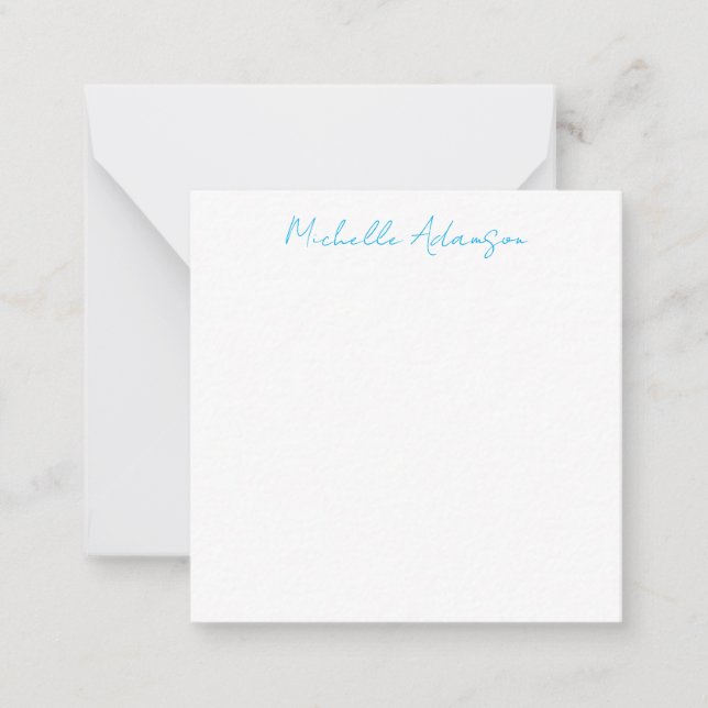 Retro Stylish Elegant Plain Sky Blue White Card (Front)