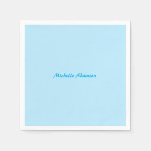 Retro Stylish Elegant Plain Sky Blue White Napkin