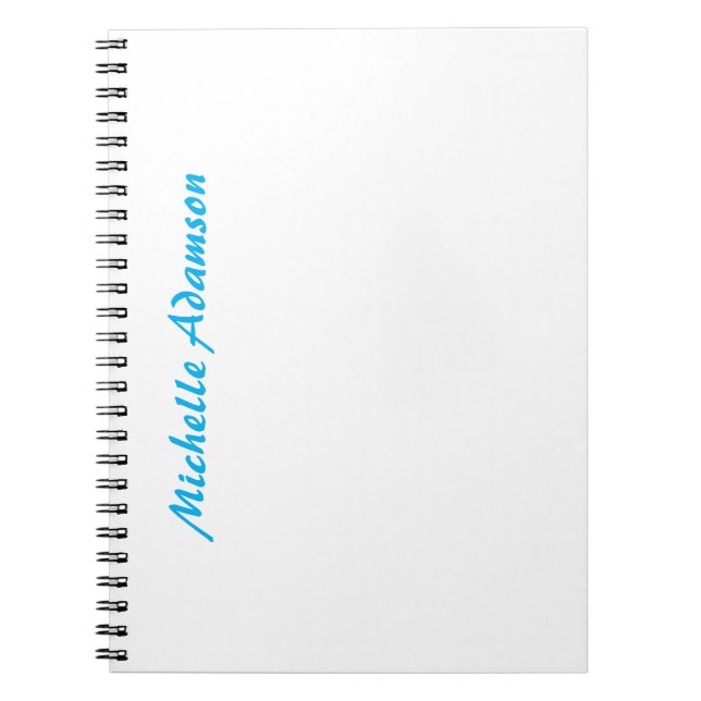 Retro Stylish Elegant Plain Sky Blue White Notebook (Front)