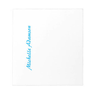 Retro Stylish Elegant Plain Sky Blue White Notepad