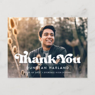 Retro stylish graduation Thank you photo Postcard