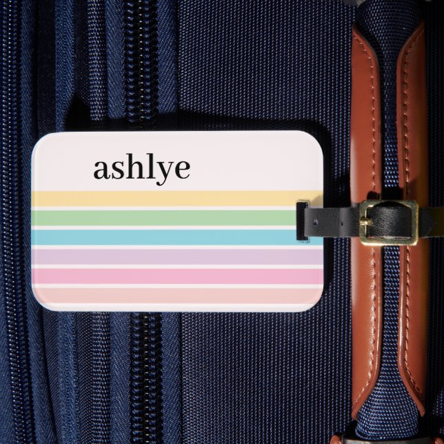 RETRO STYLISH MODERN PERSONALIZED NAME  LUGGAGE TAG (Front Insitu 4)