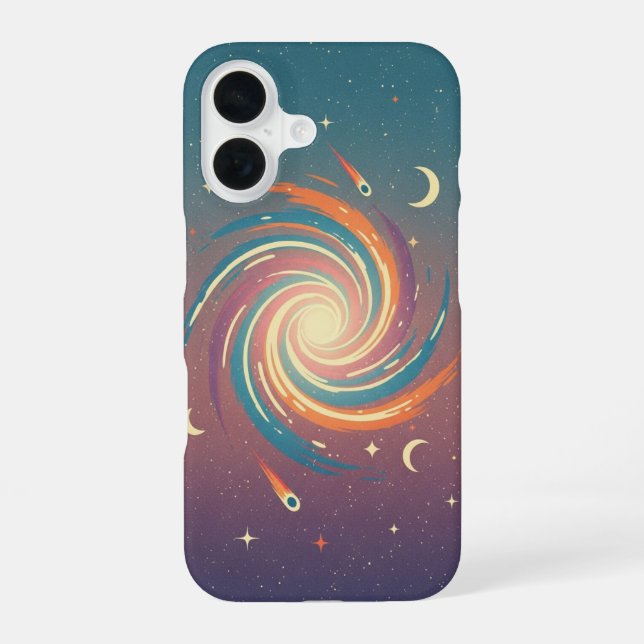 Retro Stylized Cosmic Cloud iPhone 16 Case (Back)