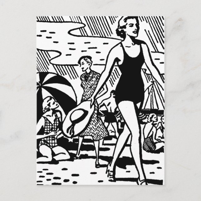 Retro Summer at the Beach Postcard (Front)
