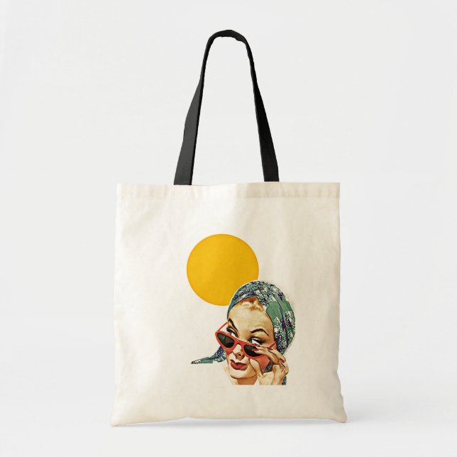 RETRO SUMMER BEACH BAGS TOTE BAG RED SUNGLASSES (Front)