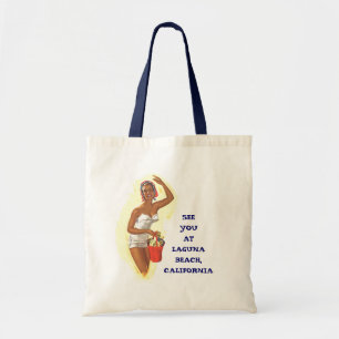 RETRO SUMMER BEACH BAGS TOTE BAG TEMPLATE WORDS