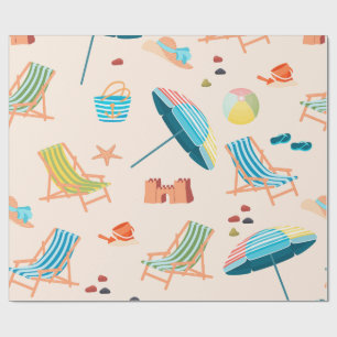 Retro Summer Beach Day Wrapping Paper - Sandcastle