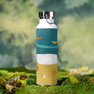 Retro Summer Beach Mid Century Modern Water Bottle