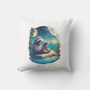 Retro Summer Beach Sloth Cushion