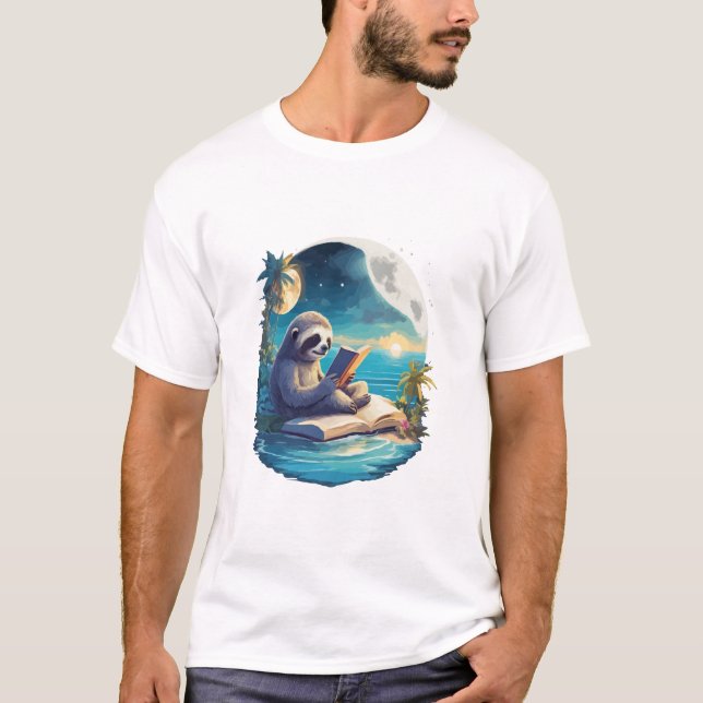 Retro Summer Beach Sloth T-Shirt (Front)
