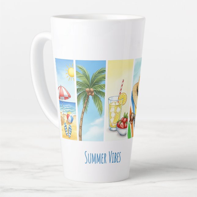 Retro Summer Beach Vibes Sublimation Mug – Vintage (Left Angle)
