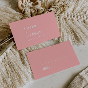 Retro Summer   Blush Pink Flat Wedding Place Card