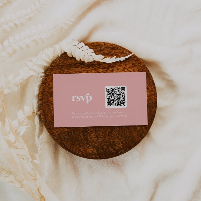 Retro Summer | Blush Pink QR code RSVP Enclosure Card (Creator Uploaded)