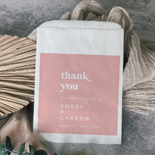 Retro Summer Blush Pink Thank You Wedding Favour Bags