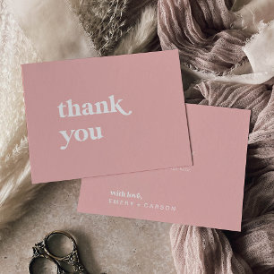Retro Summer   Blush Pink Wedding Thank You Card