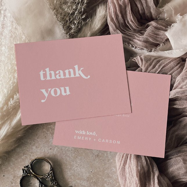 Retro Summer | Blush Pink Wedding Thank You Card (Creator Uploaded)