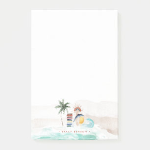 Retro Summer Boho Surf   Monogram Personalised Post-it Notes